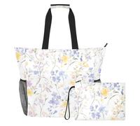 Sevdomey Bolsa de playa con diseño de flores silvestres de acuarela grande de 36 L con compartimento húmedo y seco, impermeable, para viajes, gimnasio, piscina, natación, a prueba de arena