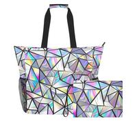Sevdomey Bolsa de playa con patrón de vidrieras grandes de 36 L con compartimento húmedo y seco, impermeable, para viajes, gimnasio, piscina, natación, a prueba de arena