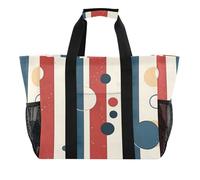 Sevdomey Bolsa de playa grande de rayas y burbujas, bolsa de lona impermeable con bolsillos para mujer, viajes, gimnasio, piscina