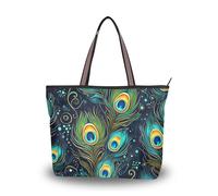 Sevdomey Bolso de mano de plumas de pavo real para mujer con cremallera, bolso de lona de gran capacidad para el trabajo, viajes y compras, Béisbol, 45 x 33 x 13cm