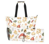 Sevdomey Bonita bolsa de playa con diseño de hongos grandes de 36 L con compartimento húmedo y seco, impermeable, para viajes, gimnasio, piscina, natación, a prueba de arena