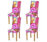 Sevdomey Bonitas fundas elásticas para sillas de comedor, 4 piezas, fundas elásticas lavables con patrones navideños para cocina, sala de estar, decoración de bodas y fiestas