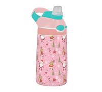 Sevdomey Botella de agua para niños con diseño de Papá Noel con pajilla, de acero inoxidable, aislada, a prueba de fugas, 480 ml, para escuela, guardería, viajes, deportes