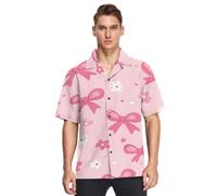 Sevdomey Bows and Flowers - Camisa hawaiana de manga corta con botones para hombre, camisa informal perfecta para la playa y el verano, Lazos y flores, S
