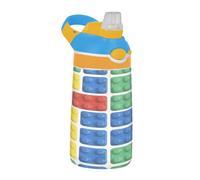Sevdomey Building Blocks - Botella de agua para niños y niñas, con pajilla, de acero inoxidable, aislada, a prueba de fugas, 480 ml, para escuela, guardería, viajes, deportes