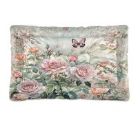 Sevdomey Cama de jardín de Rosas inglesas en Acuarela para Perros y Gatos, colchón Lavable, Suave, cómodo, Cama para Mascotas con Parte Inferior Antideslizante para Perros pequeños, medianos y