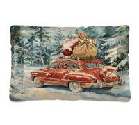 Sevdomey Cama de perro con diseño de Papá Noel para conducir un coche, cama para mascotas, cama para gatos, colchón lavable, suave, cómodo, con parte inferior antideslizante para perros pequeños,
