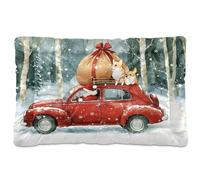 Sevdomey Cama de perro con diseño de Papá Noel para conducir un coche, cama para mascotas, cama para gatos, colchón lavable, suave, cómodo, con parte inferior antideslizante para perros pequeños,