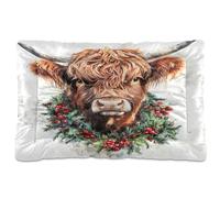 Sevdomey Cama de Vaca navideña para Perros y Gatos, Lavable, Suave, cómoda, con Parte Inferior Antideslizante para Perros pequeños, medianos y Grandes, 60 x 90 cm