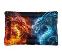 Sevdomey Cama para mascotas con diseño de dragón de fuego y hielo, cama para perros, gatos, cama de caseta, colchón, lavable, suave, cómoda, con parte inferior antideslizante para perros pequeños