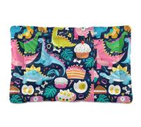 Sevdomey Cama para perros y gatos con diseño de dinosaurios coloridos, lavable, suave, cómoda, con parte inferior antideslizante para perros pequeños, medianos y grandes, 45 x 60 cm