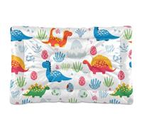 Sevdomey Cama para perros y gatos con diseño de dinosaurios de dibujos animados, lavable, suave, cómoda, con parte inferior antideslizante para perros pequeños, medianos y grandes, 60 x 90 cm