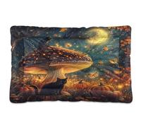 Sevdomey Cama para Perros y Gatos con diseño de Estrellas y Luna, diseño de Hongos, Lavable, Suave, cómoda, con Parte Inferior Antideslizante para Perros pequeños, medianos y Grandes, 60 x 90 cm