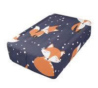 Sevdomey Cartoon Foxes - Sábana bajera ajustable para colchón de aire, bolsillo extra profundo de 24 pulgadas, funda suave y transpirable con apertura de válvula de cremallera para cama inflable