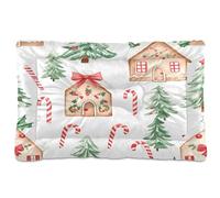 Sevdomey Casas de Pan de Jengibre en Acuarela, Almohadillas para Mascotas, Cama para Perro, Gato, Cama de Perrera, colchón, Lavable, Suave, cómoda, con Parte Inferior Antideslizante para Perros