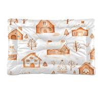 Sevdomey Casas de pan de jengibre en acuarela para mascotas, cama para perro, gato, cama de perrera, colchón, lavable, suave, cómoda, con parte inferior antideslizante para perros pequeños, medianos y