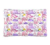 Sevdomey Colchón de cama para mascotas, diseño de dinosaurios pastel, lavable, suave, cómodo, con parte inferior antideslizante para perros pequeños, medianos y grandes, 60 x 90 cm