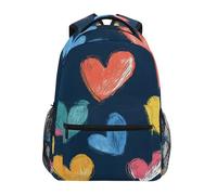 Sevdomey Colorful Hearts - Mochila para laptop, impermeable, 15 L, elegante, ligera, con múltiples bolsillos para el trabajo, la escuela y los viajes