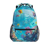 Sevdomey Colorful Underwater World - Mochila para laptop, impermeable, 15 L, elegante, ligera, con múltiples bolsillos para el trabajo, la escuela y los viajes