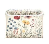 Sevdomey Contenedores de almacenamiento de flores silvestres en acuarela con tapas y asa de transporte, cajas de almacenamiento plegables, contenedores organizadores, cestas para el hogar, dormitorio