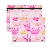 Sevdomey Coronas de acuarela para lápices, 3 anillos con ventana transparente, paquete de 2 bolsas con cremallera para oficina, Coronas de acuarela, 7.08*9.85 inch, Bolsa para lápices