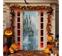 Sevdomey Cubierta de puerta de salto de delfines para puerta de porche, cubierta de tela elástica de alta elasticidad para decoración del hogar, fiesta festiva, 32 x 79 pulgadas