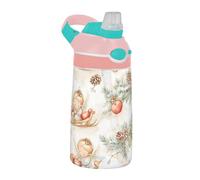 Sevdomey Cute Little Angels - Botella de agua para niños y niñas, con pajilla, de acero inoxidable, aislada, a prueba de fugas, 480 ml, para escuela, guardería, viajes, deportes