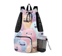 Sevdomey Cute Monsters - Mochila ligera con cordón para gimnasio, bolsa húmeda y seca, natación, playa, viajes, deportes