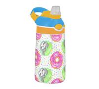 Sevdomey Cute Sloths - Botella de agua para niños y niñas, con pajilla, de acero inoxidable, aislada, a prueba de fugas, 480 ml, para escuela, guardería, viajes, deportes