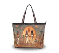 Sevdomey Egyptian Gods Pharaohs - Bolsa de mano para mujer con cremallera, bolsa de lona de gran capacidad para el trabajo, viajes y compras, Faraones de los dioses egipcios, 40 x 29 x 9cm