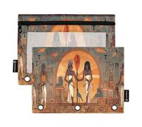 Sevdomey Egyptian Gods Pharaohs - Estuche para lápices de 3 Anillos con Ventana Transparente, Paquete de 2 Bolsas con Cremallera para Oficina, Faraones de los Dioses egipcios, 7.08 * 9.84 Inch, Bolsa