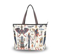 Sevdomey Egyptian People - Bolso de mano para mujer con cremallera, bolso de lona de gran capacidad para el trabajo, viajes y compras, Pueblo egipcio, 45 x 33 x 13cm