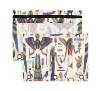 Sevdomey Egyptian People - Estuche para lápices de 3 anillos con ventana transparente, paquete de 2 bolsas con cremallera para oficina, Pueblo egipcio, 7.08*9.85 inch, Bolsa para lápices