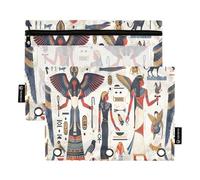 Sevdomey Egyptian People - Estuche para lápices de 3 Anillos con Ventana Transparente, Paquete de 2 Bolsas con Cremallera para Oficina, Pueblo Egipcio, 7.08 * 9.84 Inch, Bolsa para lápices