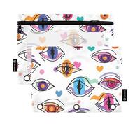 Sevdomey Esoteric Eye Magic - Estuche para lápices de 3 Anillos con Ventana Transparente, Paquete de 2 Bolsas con Cremallera para Oficina, Esoteric Eye Magic, 7.08 * 9.84 Inch, Bolsa para lápices