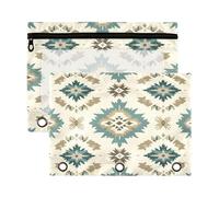 Sevdomey Estuche para lápices con patrón tribal tradicional de 3 anillos con ventana transparente, paquete de 2 bolsas con cremallera para oficina, Patrón tribal tradicional, 7.08*9.85 inch, Bolsa