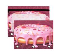 Sevdomey Estuche para lápices de 3 anillos con ventana transparente, paquete de 2 bolsas con cremallera para oficina, NO, 7.08*9.85 inch, Bolsa para lápices