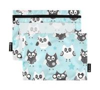 Sevdomey Estuche para lápices de búhos Blancos y Negros con Ventana Transparente, Paquete de 2 Bolsas con Cremallera para Oficina, Búhos Blancos y Negros, 7.08 * 9.271 Inch, Bolsa para lápices