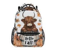 Sevdomey Fall Highland Cow - Mochila para laptop, impermeable, 15 L, elegante, ligera, con múltiples bolsillos para el trabajo, la escuela y los viajes