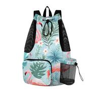 Sevdomey Flamingo Palm - Mochila ligera con cordón para gimnasio, bolsa húmeda y seca, natación, playa, viajes, deportes
