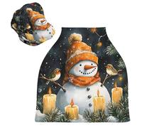 Sevdomey Funda de asiento de coche de lactancia con diseño de muñeco de nieve de acuarela para bebés recién nacidos, funda multiusos suave y transpirable para lactancia materna - Fundas de asiento de