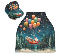 Sevdomey Funda de asiento de coche de lactancia con diseño de Papá Noel volando en su trineo para bebés recién nacidos, funda multiusos suave y transpirable para lactancia materna - Fundas de asiento
