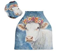 Sevdomey Funda de asiento de coche de lactancia de vaca en acuarela para bebés recién nacidos, funda multiusos suave y transpirable para lactancia materna - Fundas de asiento de coche - Bufanda de