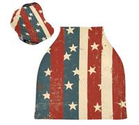 Sevdomey Funda de asiento de coche de lactancia vintage con bandera americana para bebés recién nacidos, funda multiusos suave y transpirable para lactancia materna - Fundas de asiento de coche -
