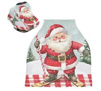 Sevdomey Funda para asiento de coche de enfermería de Papá Noel para bebés recién nacidos, multiusos, suave, transpirable, funda de lactancia materna - Fundas de asiento de coche - Bufanda de