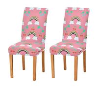 Sevdomey Fundas elásticas para sillas de comedor, 2 piezas, fundas elásticas lavables con patrones navideños para cocina, sala de estar, decoración de bodas y fiestas