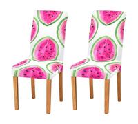 Sevdomey Fundas elásticas para sillas de comedor, 2 unidades, diseño de sandía, lavables, con patrones navideños, para cocina, sala de estar, decoración de bodas y fiestas