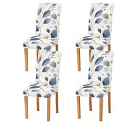 Sevdomey Fundas elásticas para sillas de comedor con hojas de acuarela, 4 piezas, fundas elásticas lavables con patrones navideños para cocina, sala de estar, decoración de bodas y fiestas