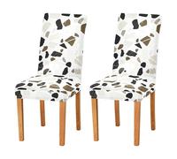 Sevdomey Fundas elásticas para sillas de comedor con patrón de terrazo, 2 unidades, fundas elásticas lavables con patrones navideños para cocina, sala de estar, decoración de bodas y fiestas