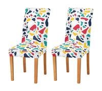 Sevdomey Fundas elásticas para sillas de comedor con patrón de terrazo, 2 unidades, fundas elásticas lavables con patrones navideños para cocina, sala de estar, decoración de bodas y fiestas